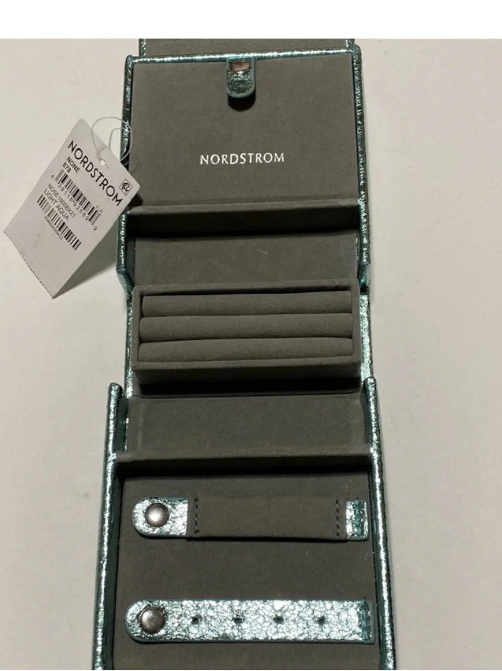 Nordstrom NWT Metallic Aqua Travel Jewelry Organizer Case Foldable